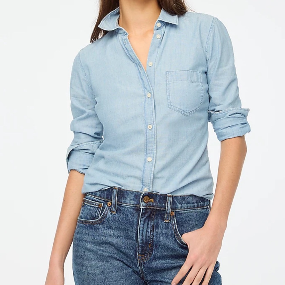 J. Crew Women's Blue Button-Down Shirt
